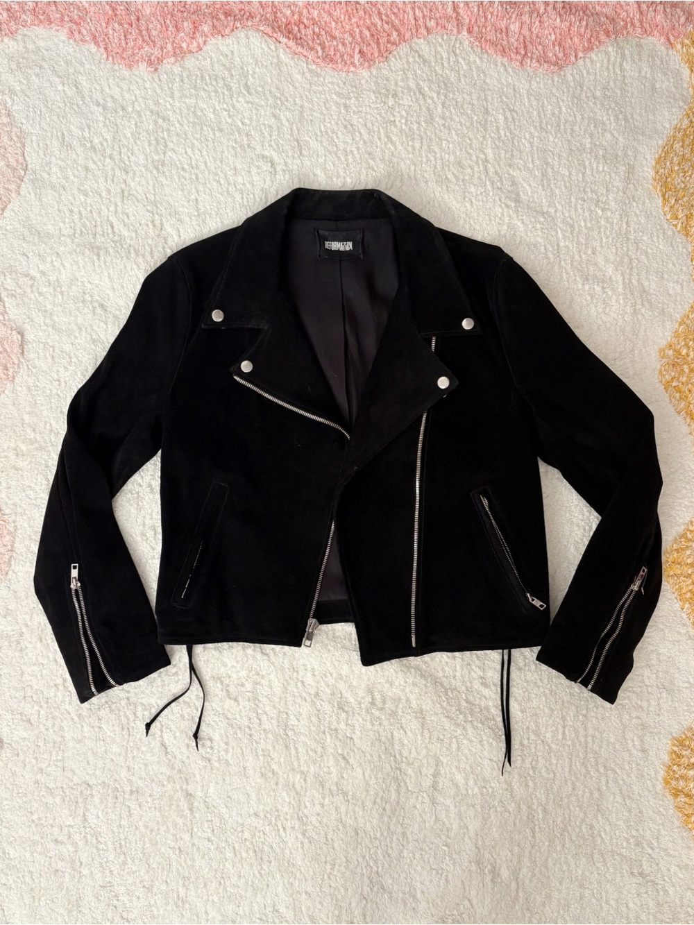 REFORMATION Black Suede Leather Moto Biker Motorcycle Jacket S